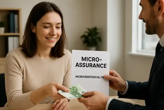 Commerçante sur un marché consultant un contrat d'assurance simplifié