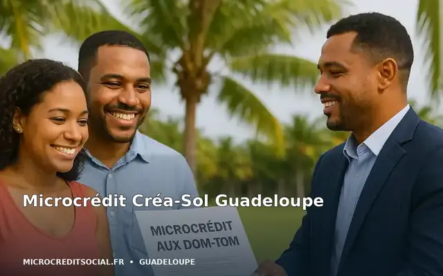 Travailleuse sociale d'un CCAS guadeloupéen remplissant un dossier Créa-Sol en ligne