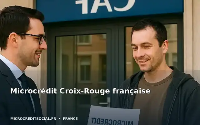 Bénévole de la Croix-Rouge recevant une personne pour une demande de prêt