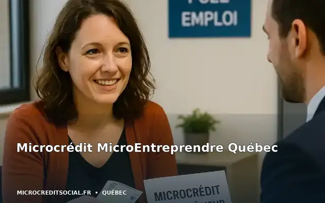Conseiller du réseau MicroEntreprendre étudiant un plan d'affaires avec une entrepreneure