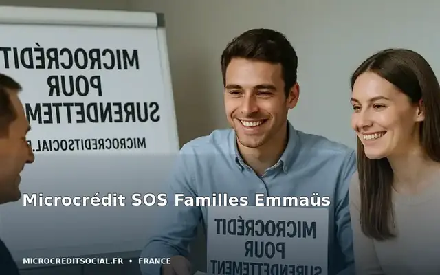 Bénévole et famille signant une convention de remboursement sans intérêt