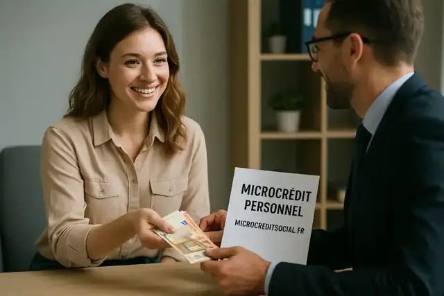 Conseillère budgétaire étudiant un dossier de microcrédit personnel avec un emprunteur