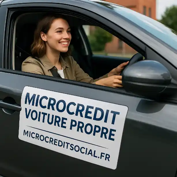 Petite voiture électrique branchée à une borne devant un immeuble résidentiel